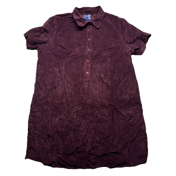 Venezia Dresses & Skirts - Venezia Jeans Clothing Co Womens Burgundy Corduroy Shirt Dress Sz 20